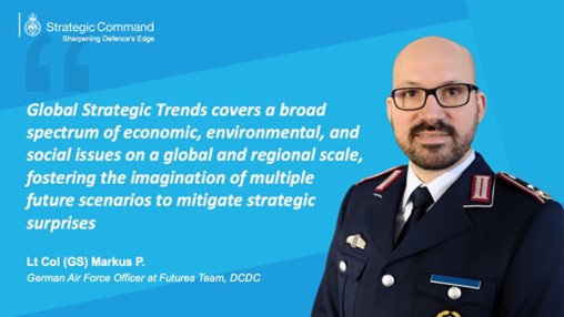 Global Strategic Trends covers a broad spectrum of economic, environmental, and social issues on a global and regional scale, fostering the imagination of multiple future scenarios to mitigate strategic surprises